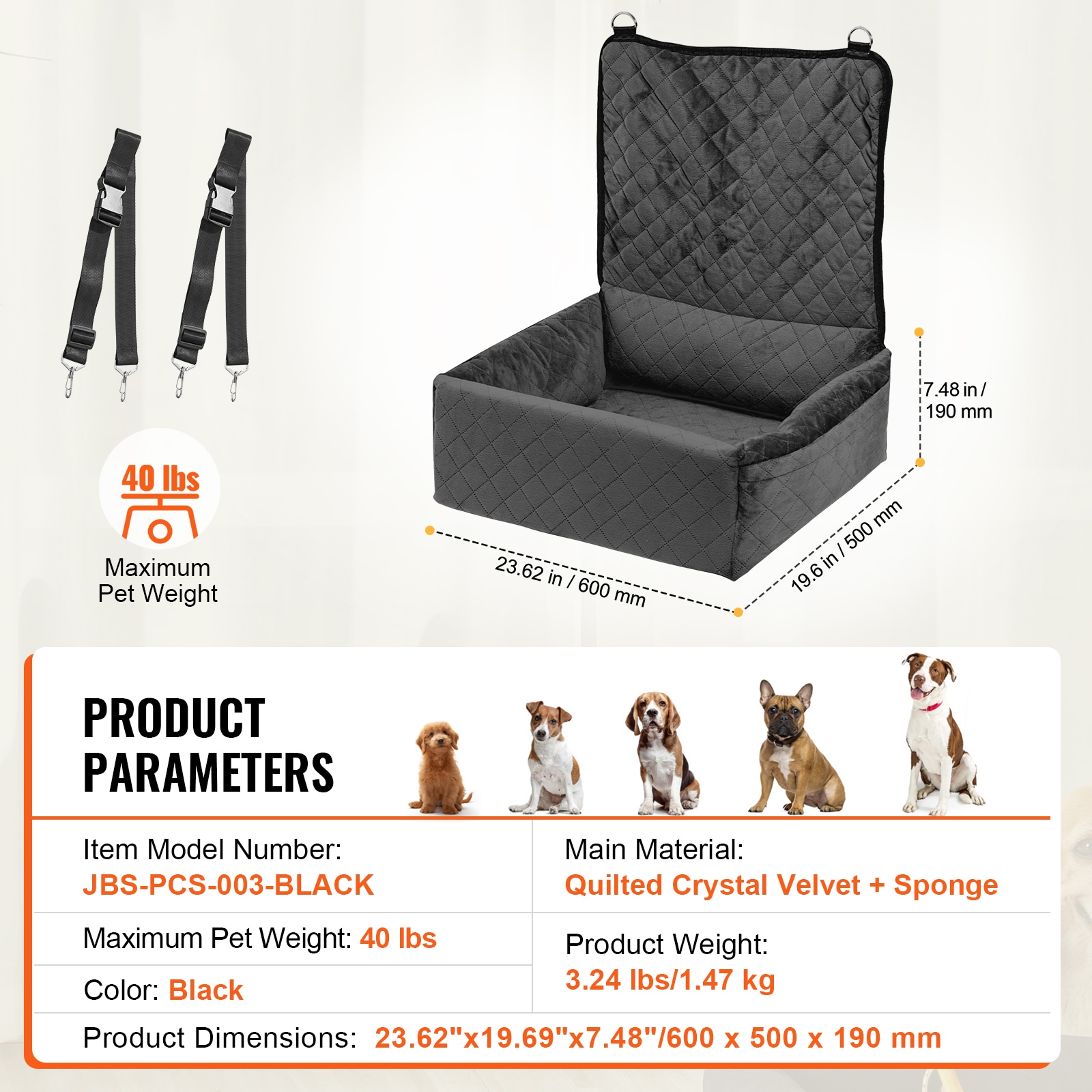 Dog Booster Car Seat For Small And Medium Dogs Comfortable Travel_voghion.com